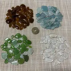 ６６. シーグラス グリーン＆アクアブルー＆ホワイト＆ブラウン 4色セット