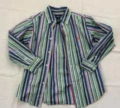 Ralph Lauren 長袖袖ストライプ　コットンシャツ ボタンダウン　5Y