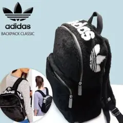 adidas Originals フェイクファーリュック 黒 ロゴ　トレフォイルのサムネイル