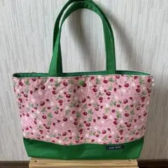 花柄トートバッグ ピンクと緑