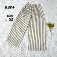 KBF + カジュアルパンツ 極ワイド ストライプ 光沢 ウエストゴム タック