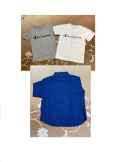 チャンピオン Champion Tシャツ 灰色 白 ユニクロ チェックシャツ