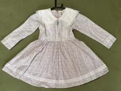 花柄襟付き長袖ワンピース