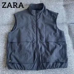 【ZARA】ナイロンベスト ブラック M