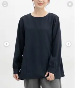 Lサイズ ペプラムブラウス ハニーズ ネイビー