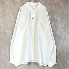 【LILL】オーバーサイズ長袖シャツ M ホワイト 胸ポケット 前開き 羽織り