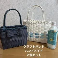 かごバッグ 2点セット リボン付き ハンドメイド　　クラフトバンド