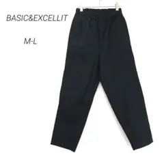 ベーシックアンドエクセレント カジュアルパンツ 黒 ウエストゴム M L 綿