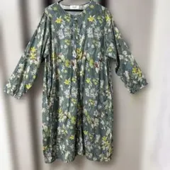 super hakka feuille 花柄 ロングシャツワンピース 15号