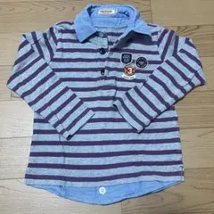 ストライプ長袖ポロシャツ（紫とグレー）