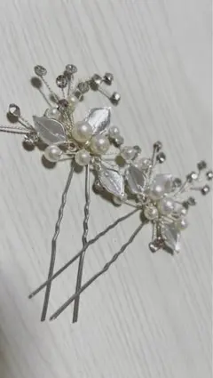 花とパールのヘアピン2個セット