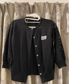 ジェニー　七分袖カーディガン　黒