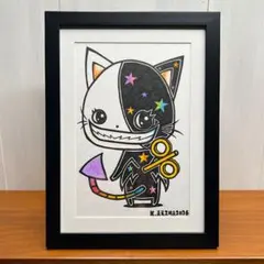 小さな親友」｜絵画 原画 抽象画 絵 動物画 ドローイング 女の子
