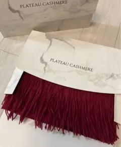大判ストール　100%極上ホワイトカシミヤ & ワインレッド