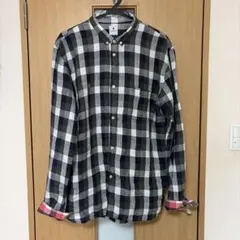 R.NEWBOLD リネン100% チェックシャツ 緑 ネイビー 麻春夏 xl