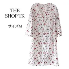 THE SHOP TK カーディガン 七分袖 M 白 小花柄 春夏 ボタン欠品のサムネイル