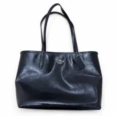 COACH コーチ トートバッグ 黒 レザー 肩掛け シルバー金具