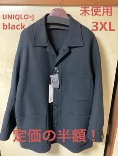 未使用！UNIQLO+Jウールブレンドシャツジャケット3XL黒色