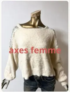 ☘️P1☘axes femme 肩レース ニット トップス M