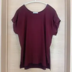 値下げしました☆オペークドットクリップ　異素材切り替えフレンチスリーブ トップス