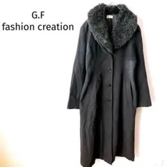 G.F【9号】高級アンゴラ混 ウールロングコート 取り外しファー グレー 上品