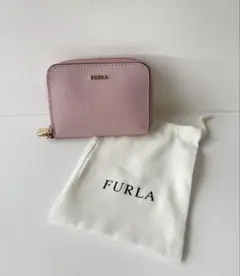 【美品】 フルラFURLAミニ財布 ピンク レザー コンパクトウォレット