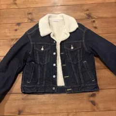 ボア襟付きダークデニムジャケット