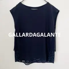 GALLARDAGALANTE 裾レースシフォンブラウスカットソー ネイビーのサムネイル