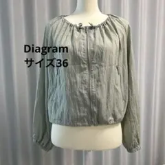 【訳あり】Diagram ジャケット春夏　くすみグリーン　ノーカラージャケットのサムネイル