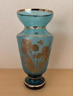 BOHEMIA GLASS 青い花瓶