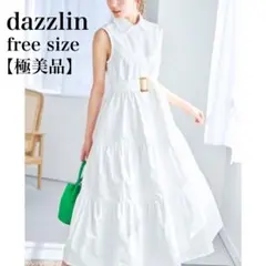 dazzlin メタルボタンティアードワンピース　オフホワイト　ロング