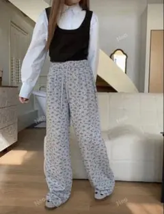 shein 꽃 무늬 스웨트 팬츠 조거 팬츠 와이드 팬츠