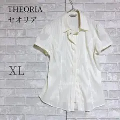 大きいサイズ13号 ラメストライプ 半袖ブラウス オフィス 通勤 清潔感 XL