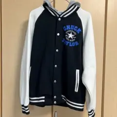 converseメンズスタジャン　LLサイズ　ネイビーホワイトグレーフード付き
