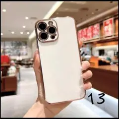 iPhone13用ソフトケースホワイトTPU韓国スマホカバー無地シンプルかわいい