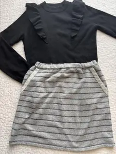 2点　テチチ　フリルニット　ブラック　フリニット シュガーローズ　スウェット