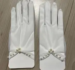 ホワイト パール装飾 ウェディンググローブ