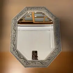 アンティーク】イタリア 鏡 ミラー 壁掛け ウォールミラー 八角