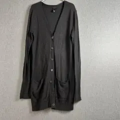 DIVIDED ロングカーディガン ブラック ポケット付き レーヨン×ウール40