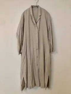UNIQLO コットンリネンロングシャツ ワンピース ガウン S