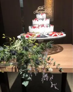 ケーキトッパー　ウエディング　木　ウッド