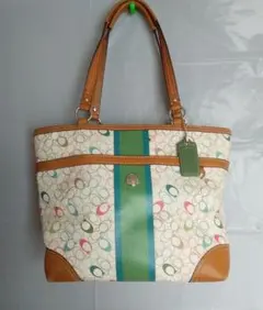 コーチCOACHトートバック シグネチャー柄一部レザートート肩かけ