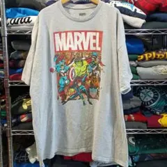 USA古着アメコミ MARVEL アベンジャーズ 集合 ヒーローTシャツ グレー