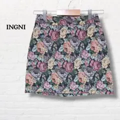 イング INGNI☆ゴブラン織り 花柄 ミニスカート 台形 総柄 レトロ【M】