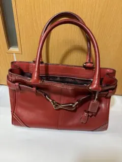 COACH コーチ　レッド レザー ハンドバッグ