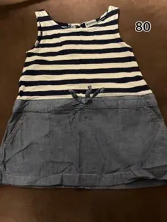 ストライプデニムワンピース 80