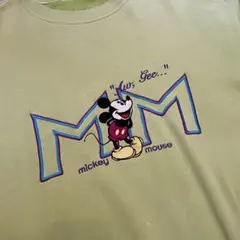 90s MICKEY＆CO. ミッキー 刺繍 スウェット イエロー Lサイズ