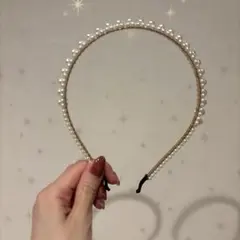 パール装飾 ゴールドヘアバンド