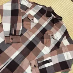 Levi's リーバイス チェック柄 ジップシャツ ブラウン XL