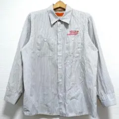 【80s】USA製 XL 長袖ストライプワークシャツ アメカジ ビンテージシャツ